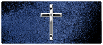 DNSEMP-L-510-SL-SH-BL Silver Single Cross Shimmer Blue